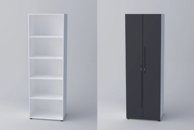 Двукрил гардероб СПЕЙС 3 (h-240) - графит / бяло