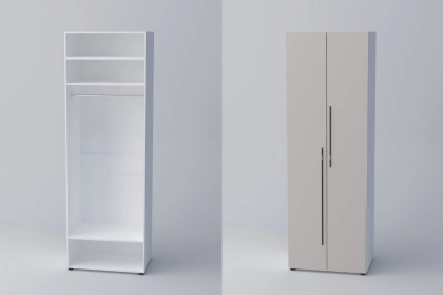 Двукрил гардероб СПЕЙС 1 (h-240) - кашмир / бяло