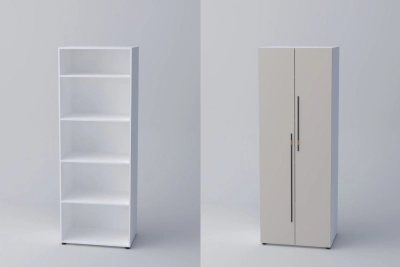 Двукрил гардероб СПЕЙС 3 (h-220) - кашмир / бяло