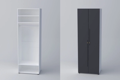 Двукрил гардероб СПЕЙС 1 (h-240) - графит / бяло