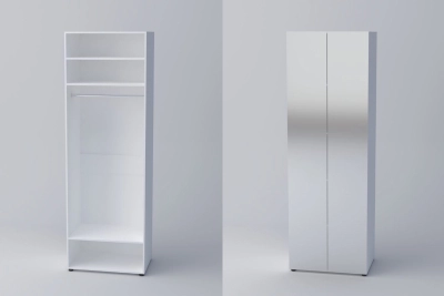 Двукрил гардероб СПЕЙС 1 (h-240) - огледало / бяло