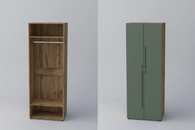 Двукрил гардероб СПЕЙС 1 (h-220) - зелено / дъб апалачи