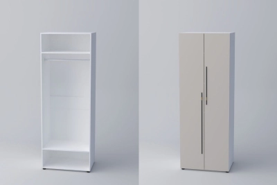 Двукрил гардероб СПЕЙС 1 (h-220) - кашмир / бяло