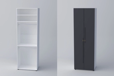 Двукрил гардероб СПЕЙС 2 (h-240) - графит / бяло