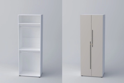 Двукрил гардероб СПЕЙС 2 (h-220) - кашмир / бяло