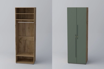 Двукрил гардероб СПЕЙС 1 (h-240) - зелено / дъб апалачи