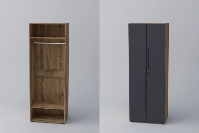 Двукрил гардероб СПЕЙС 1 (h-220) - графит / дъб апалачи