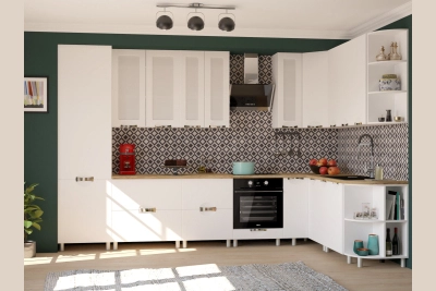 Ъглова кухня Адел лукс NEW 350/210 см. в бяло