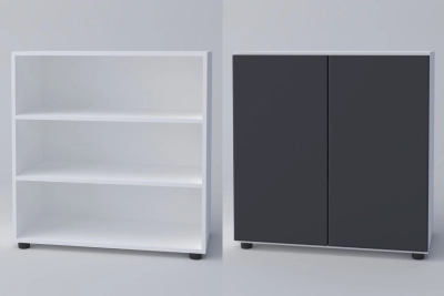 Скрин с две врати СПЕЙС 2Д - графит / бяло