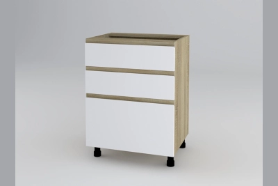 Шкаф с три чекмеджета Тина H60 3Ш(2+1) - бяло / дъб сонома