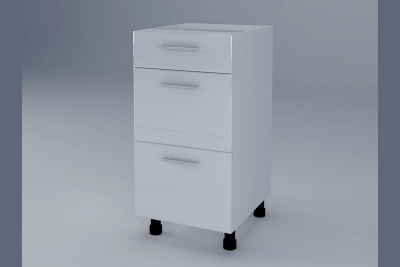 Долен шкаф с 3 чекмеджета Бианка Н40Ш бял гланц/бяло