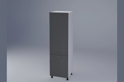 Колонен шкаф за вграждане на хладилник Доминика сиво кадифе h213