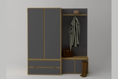 Двукрилен гардероб, закачалка и шкаф за обувки Нитро