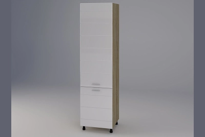 Колонен шкаф за вграждане на хладилник Бианка бял гланц/дъб сонома h233