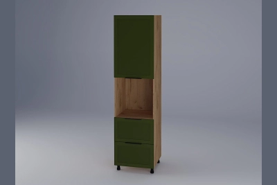 Колонен шкаф пенал Анна зелено бали / златен дъб h233