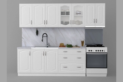 Кухня Оля NEW 200 + шкаф за телескопичен абсорбатор - бяла