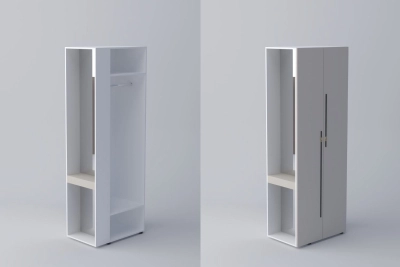 Краен ъглов шкаф СПЕЙС h220 - кашмир / бял корпус