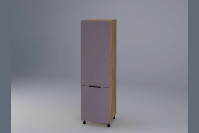 Колонен шкаф за вграждане на хладилник Милана лавандула / златен дъб h213