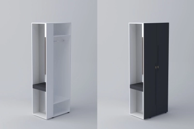 Краен ъглов шкаф СПЕЙС h220 - графит / бяло