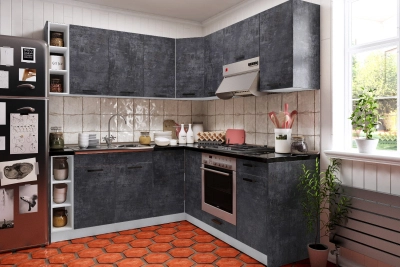 Ъглова кухня Марта лукс 190 / 190 см - тъмен бетон