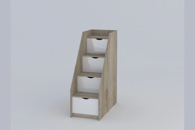 Стълба с чекмеджета 4Д Савана - бял гланц