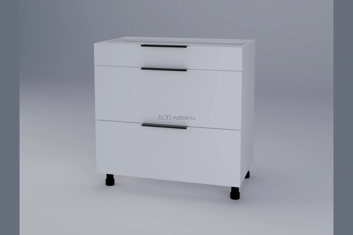 Шкаф с три чекмеджета Милана H80 3Ш(1+2) бяла коприна ID 17821