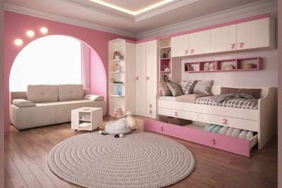 Модули за детска стая Нумеро - розово