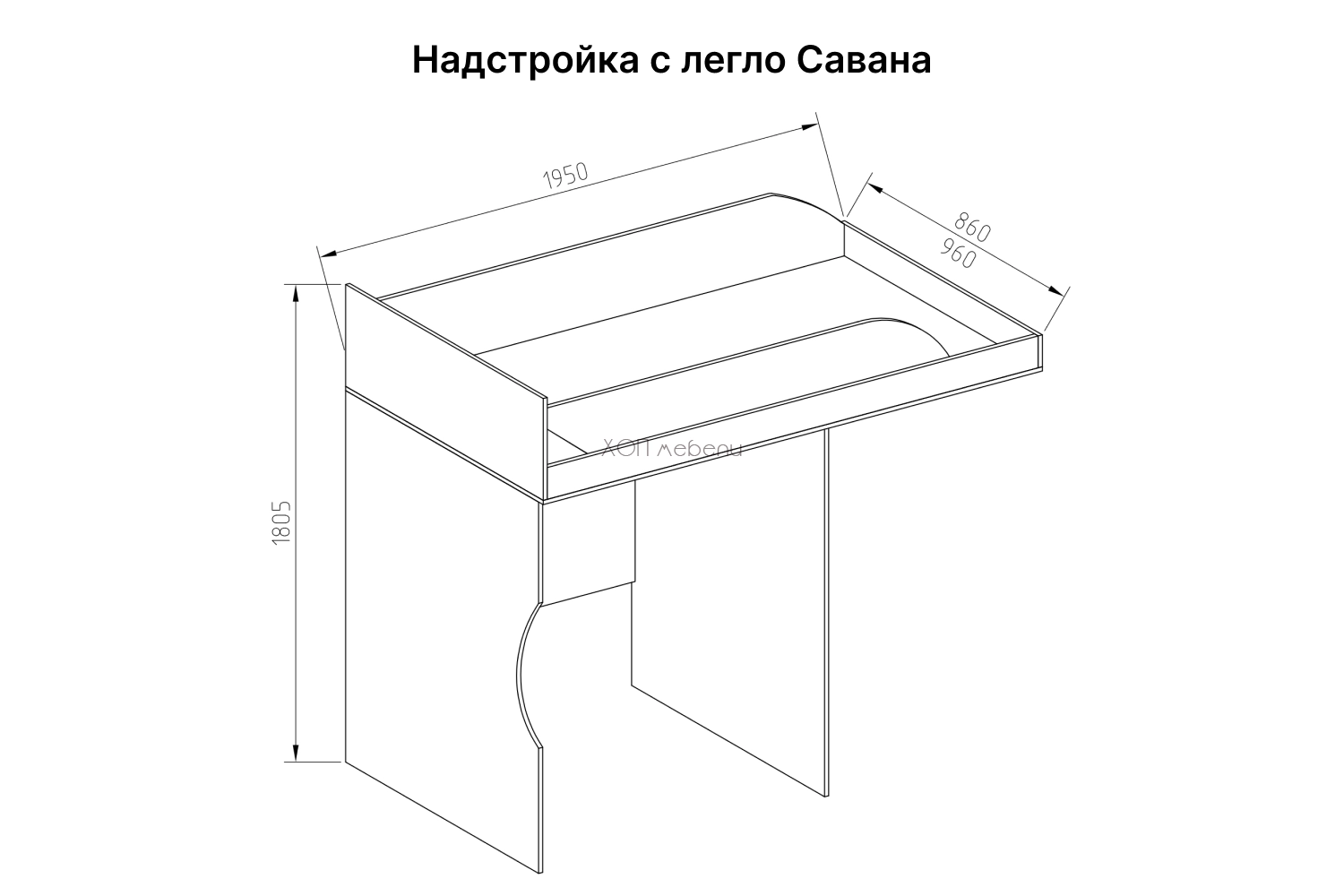 Размери на Легло с гардероб и бюро Савана - лен ID 13431 - 1