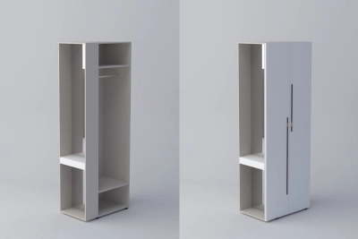 Краен ъглов шкаф СПЕЙС h220 - бяло / кашмир