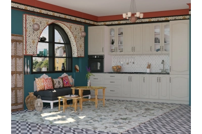 Кухня Оля NEW 3,3 м. с колони - светло сива текстура