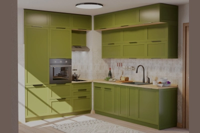 Кухненски шкафове Анна - Зелено бали / златен дъб