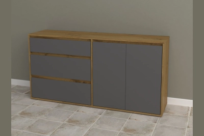 Комод Нитро софт 2Д 3Ш дъб вотан/графит