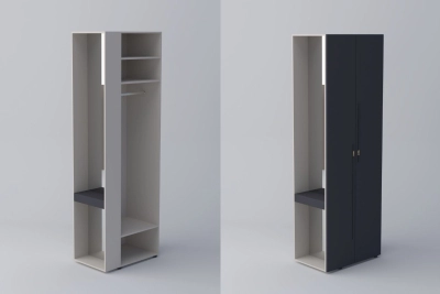 Краен ъглов шкаф СПЕЙС h240 - графит / кашмир