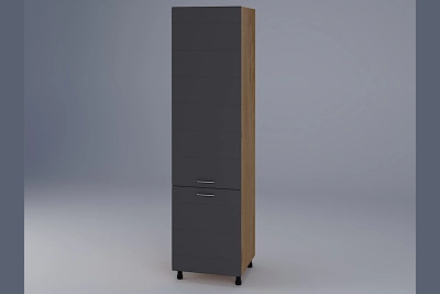 Колонен шкаф за вграждане на хладилник Бианка графит/златен дъб h233
