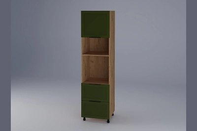 Колонен шкаф за печка и микровълнова Анна зелено бали / златен дъб h233