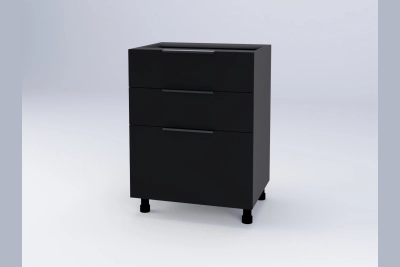 Шкаф с три чекмеджета Адел H60 3Ш(2+1) черен софттъч