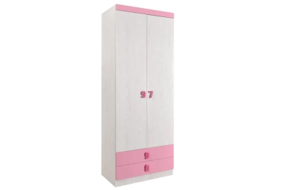 Двукрил гардероб с чекмеджета Нумеро O2V2F - розово