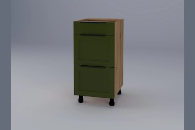 Долен шкаф с 3 чекмеджета Анна H40Ш зелено бали / златен дъб