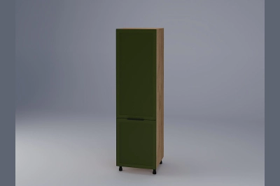 Колонен шкаф за вграждане на хладилник Анна зелено бали / златен дъб h213