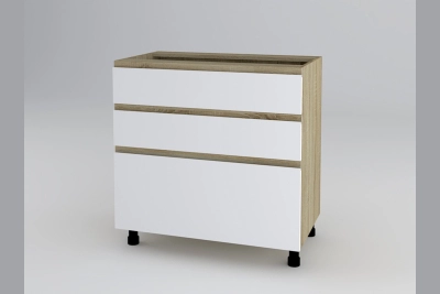 Шкаф с три чекмеджета Тина H80 3Ш(2+1) - бяло / дъб сонома