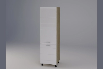 Колонен шкаф за вграждане на хладилник Бианка бял гланц/дъб сонома h213