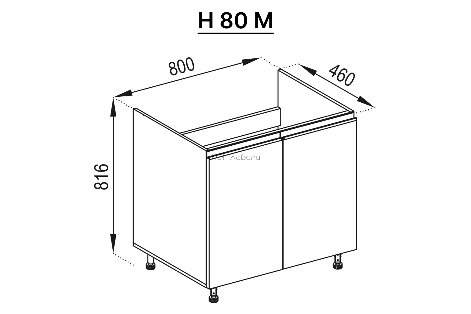 Размери на Шкаф за мивка H80М Софи - глина ID 11864