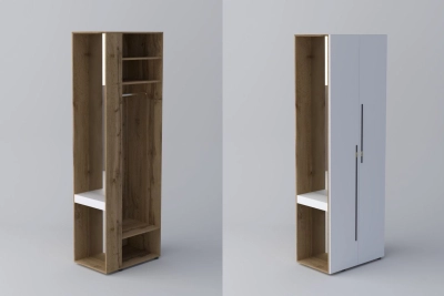 Краен ъглов шкаф СПЕЙС h240 - бяло / апалачи