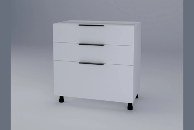 Шкаф с три чекмеджета Милана H80 3Ш(2+1) бяла коприна
