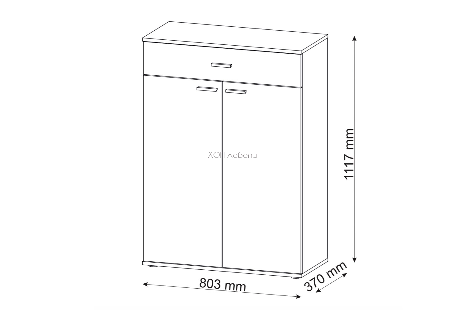 Размери на Шкаф Барселона 2Д1Ш - артисан ID 4919 - 1