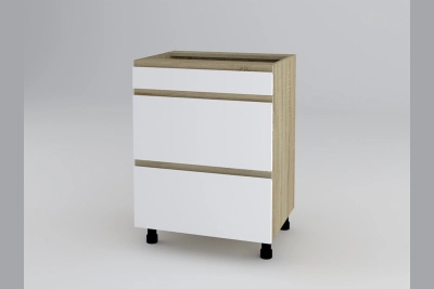 Шкаф с три чекмеджета Тина H60 3Ш(1+2) - бяло / дъб сонома