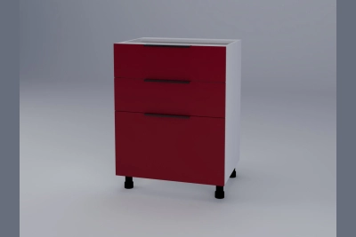 Шкаф с три чекмеджета Милана H60 3Ш(2+1) червено
