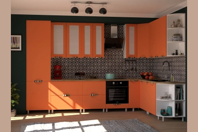 Ъглова кухня Адел лукс NEW 350/210 см. в оранжево