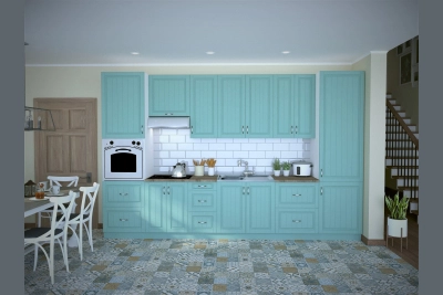 Кухня Прованс с два колонни шкафа 360 см. - синя лагуна