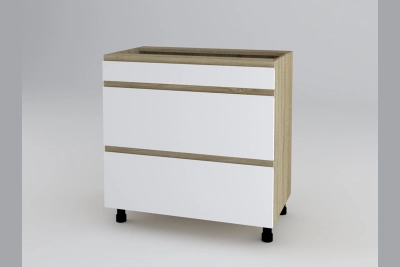 Шкаф с три чекмеджета Тина H80 3Ш(1+2) - бяло / дъб сонома